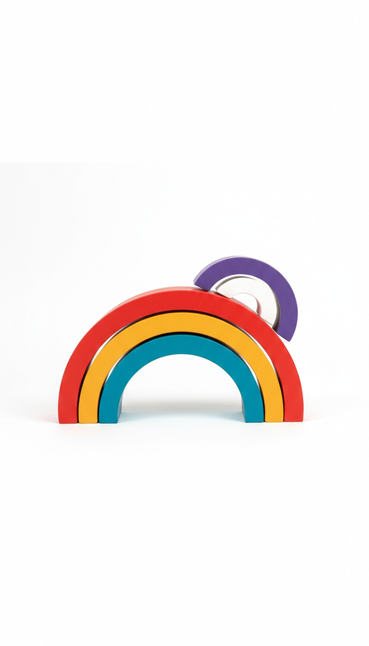 tour d’empilage arc-en-ciel bois