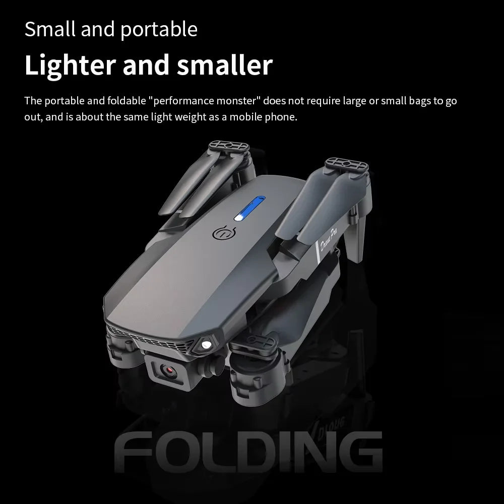 Professional Drone E88 4K Wide-Angle HD Camera Wifi Fpv Height Hold Foldable RC Quadrotor Helicopter Camera-Free Children'S Toys